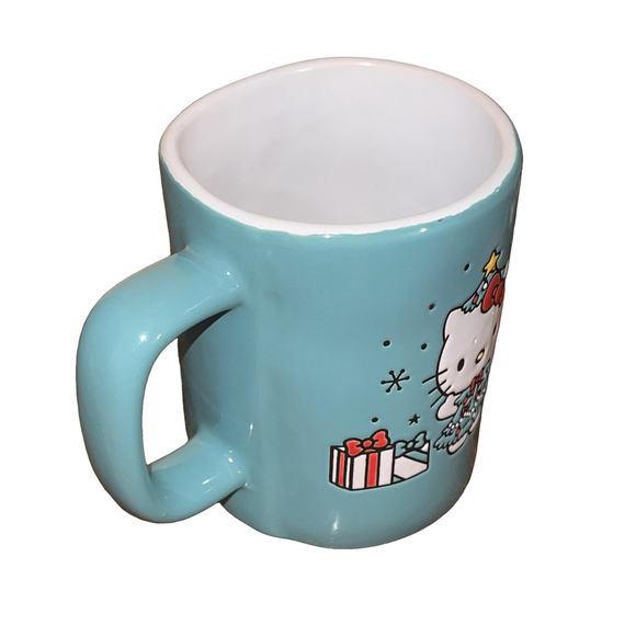 Hello Kitty Christmas Coffee Mug, 20 oz, Turquoise Ceramic with Holiday Design - Picture 2 of 6